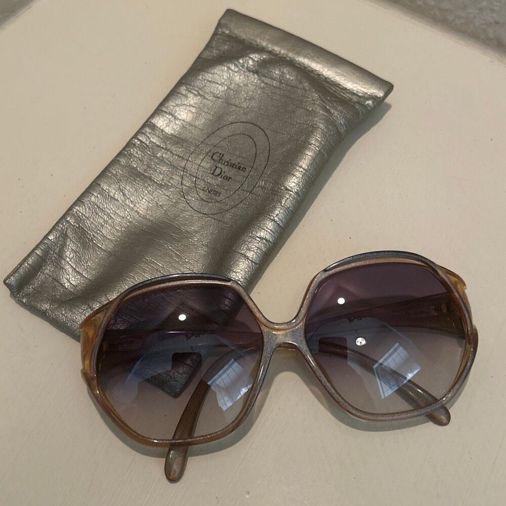 Dior Oversized Gradient Purple Lens Sunglasses with Brown/Tan Frame